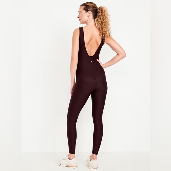 Old navy women’s medium 8 10 bodysuit jumpsuit one piece legging brown powersoft - Picture 4 of 10